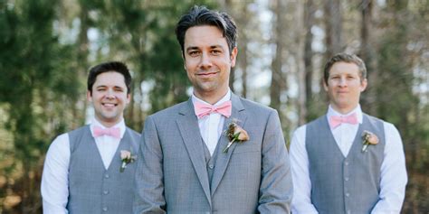 Grey Suit Pink Shirt Bow Tie