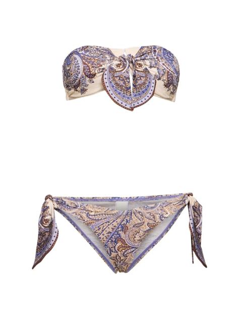 Ottie Printed Lycra Self Tie Bikini Set Zimmermann Women Luisaviaroma