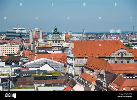 Scenic aerial panorama of the Old Town architecture of Munich, Bavaria ...