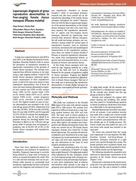 PDF Laparoscopic Diagnosis Of Gross Reproductive Abnormalities In