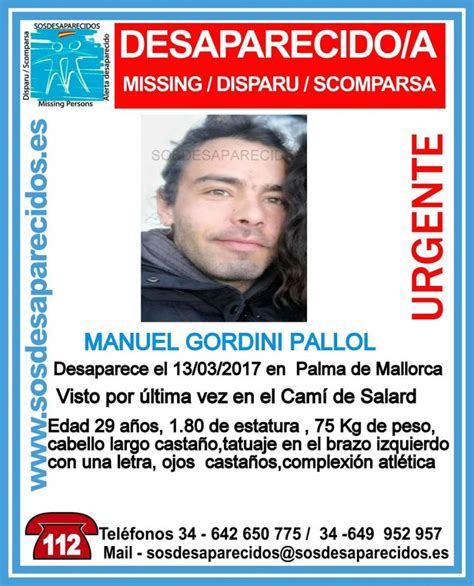 Buscan a Manuel Gordini un joven de 29 años desaparecido en Palma