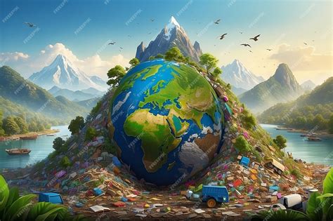 premium photo world environment  earth day concept  garbage