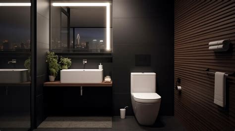 Premium AI Image A Bathroom With A Toilet Sink And Mirror