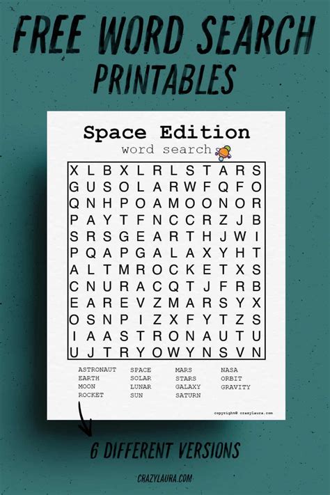 a printable space word search is shown with the text free word search ...