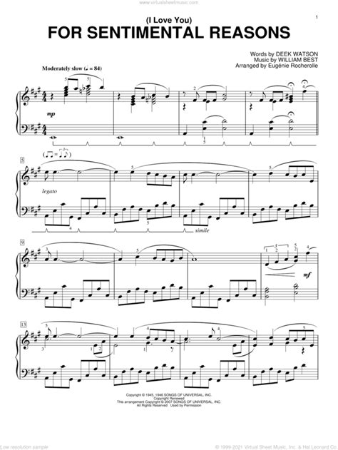 Eugenie Rocherolle I Love You For Sentimental Reasons Sheet Music