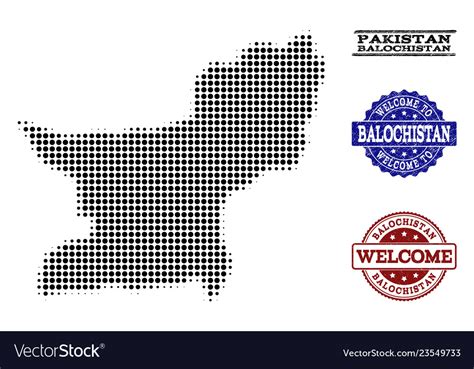 Welcome Collage Of Halftone Map Balochistan Vector Image