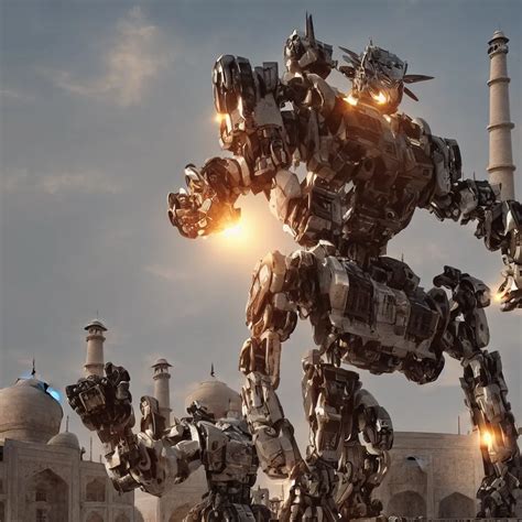 Transformers Robot Standing Near Taj Mahal Octane Stable Diffusion