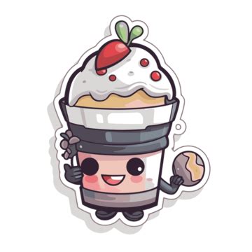 Sticker Kawaii With Ice Cream A Cone With Sprinkles Clipart Vector