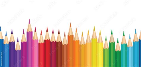 Crayon background. Colorful pencil seamless horizontal border pattern ...