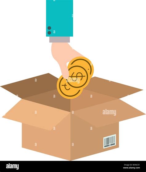 Hand Saver Depositing Coins In Box Stock Vector Image And Art Alamy