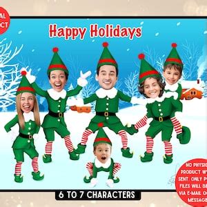 Elf Christmas Card Xmas Greeting Card Personalized Caricature Custom