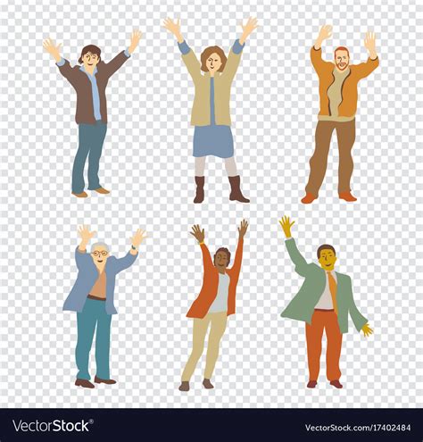 Happy isolated people on transparent background Vector Image