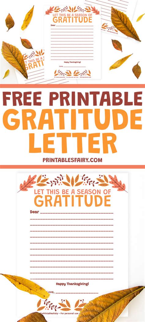 Free Printable Gratitude Letter The Printables Fairy