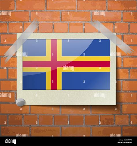 Flags Aland Scotch Taped To A Red Brick Wall Stock Vector Image Art