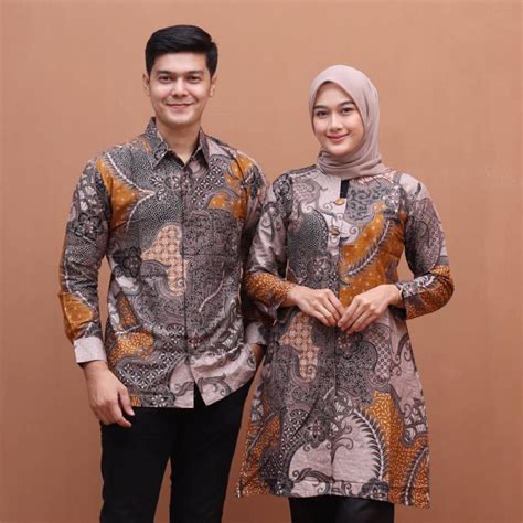 Jual Atasan Tunik Batik Couple Kemeja Batik Pria Lengan Panjang Bahan