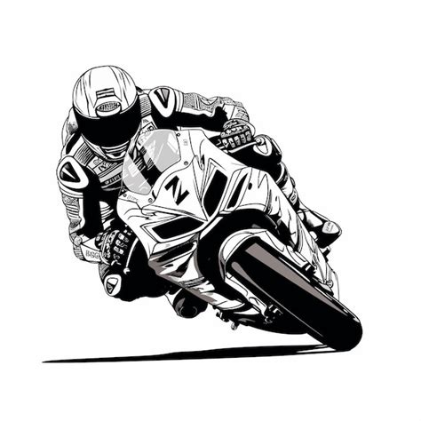 Un Disegno In Bianco E Nero Di Un Corridore Di Moto Su Uno Sfondo