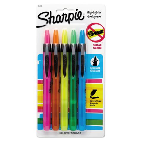 Sharpie Accent Retractable Highlighters Assorted Colors 5 Pack