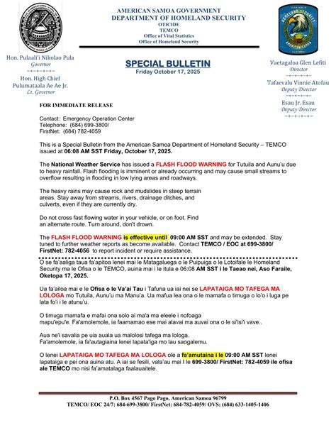 KVZK - Weather Update: American Samoa Department of Homeland Security