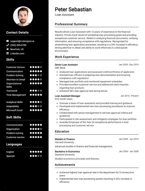 Loan Assistant Resume Example For 2024 Free Templates Advice