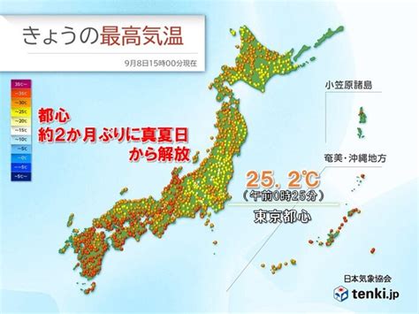 東京都心は約2か月ぶりに真夏日から解放 週末からまた残暑厳しい ライブドアニュース