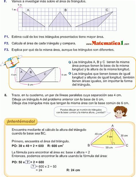 El Área Del Triangulo Ejemplos Resueltos De Cuarto De Primaria Pdf