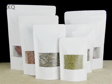 Discount White Kraft Paper Zip Lock Bag Dried Food Fruit Tea Packaging