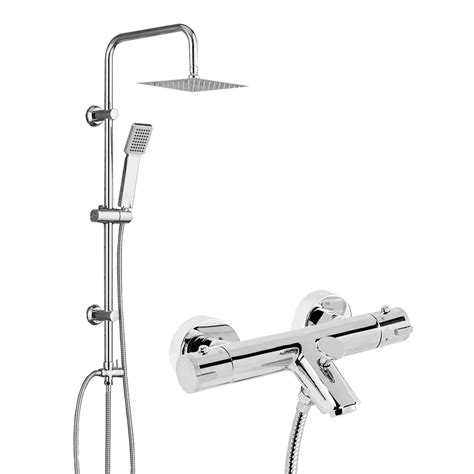 Soho Chrome Wall Mounted Thermostatic Bath Shower Mixer Tap And 3 Way