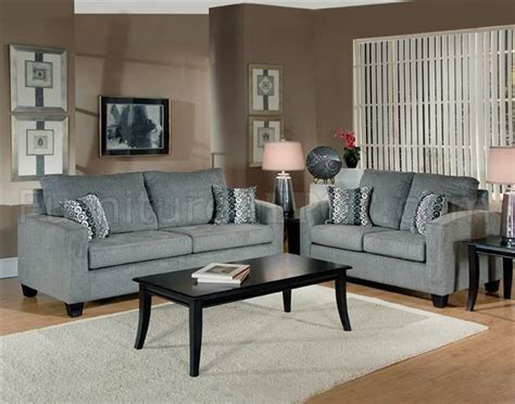 Grey Fabric Modern Living Room Sofa & Loveseat Set