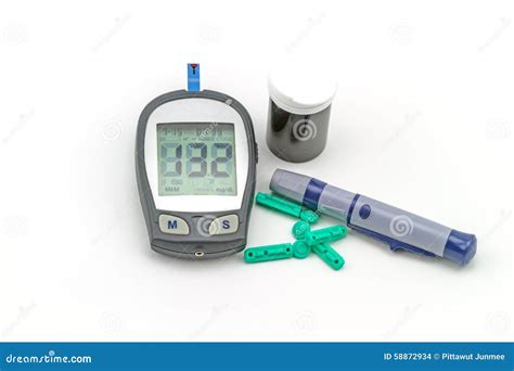 Blood Glucose Meter Test Kit The Blood Sugar Value Is Measured Stock