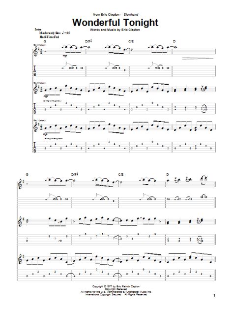 Eric Clapton Wonderful Tonight Sheet Music And Printable Pdf Music