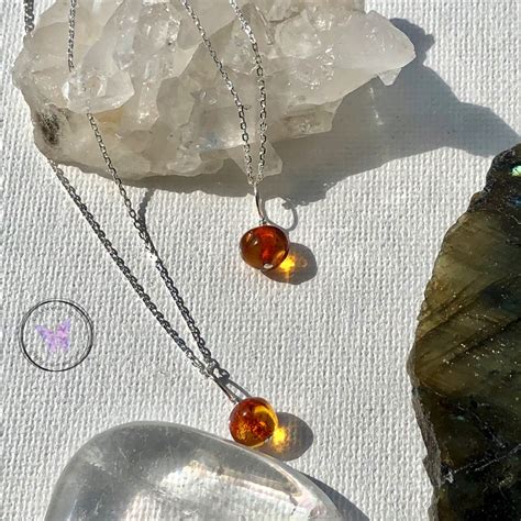 Dark Baltic Amber Nugget Healing Pendant Necklace