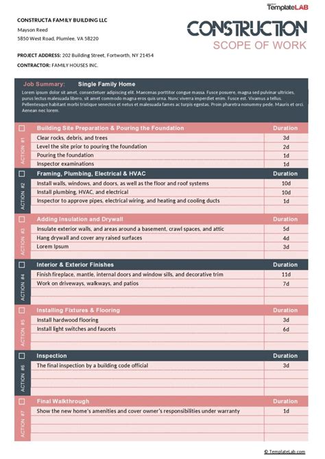 Residential Scope Of Work Template