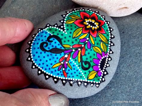 Boho Heart Painted Rocks Art On Stone