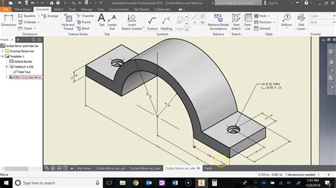 4 2 Part 10 Circles Mirror And Holes In Inventor YouTube