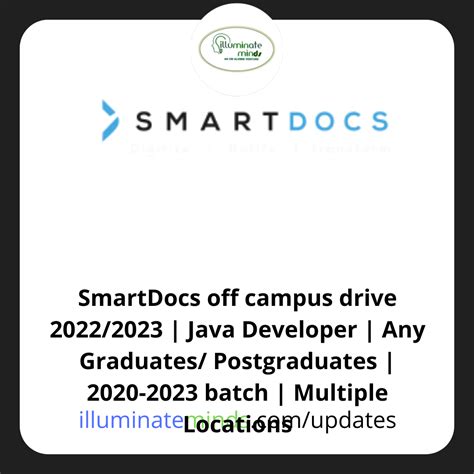 Smartdocs Off Campus Drive Java Developer Any Graduates