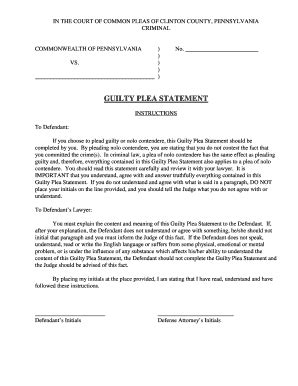 Guilty Plea Statement Fill Online Printable Fillable Blank Pdffiller