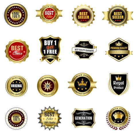 Premium Vector Quality Badges And Labels Design Elements Golden Badge