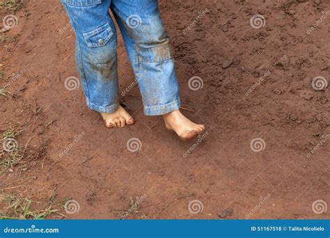 Kid Dirty Feet On Muddy Ground Stock Photo Image Of Body Filth 51167518