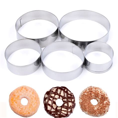 5pcslot Donut Cookie Cutter Stainless Steel Round Cake Mold Biscuit