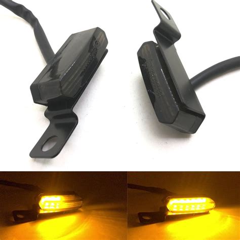 1 Pair Universal Mini Led Motorcycle Brake Clutch Lever Light Flowing Water Turn Signal Flashers