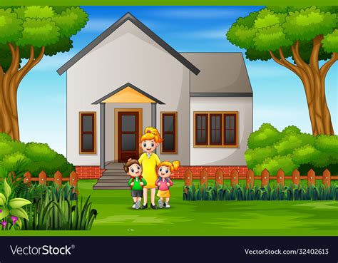 Happy children go to school from home Royalty Free Vector