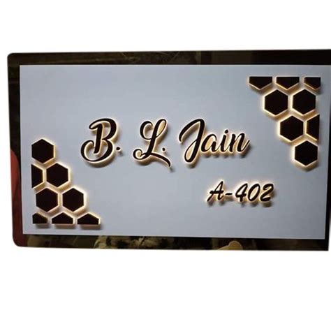 Acrylic Led Rectangular Name Plate For Home At Rs Square Inch In