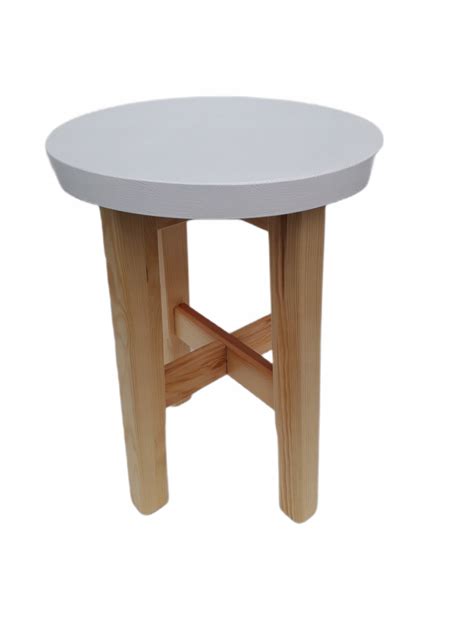 Taboret drewniany sosna biały lakier stołek 46cm 1 0 Cena Opinie