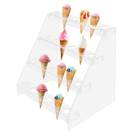 24 Hole Wedding Reusable Acrylic Ice Cream Cone Holder Tray Display