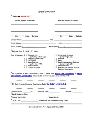 Fillable Online Mvs Usace Army VENDOR PDF Mvs Usace Army Fax Email