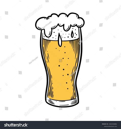 Hand Drawn Line Art Style Cartoon Beer Glass Royalty Free Stock