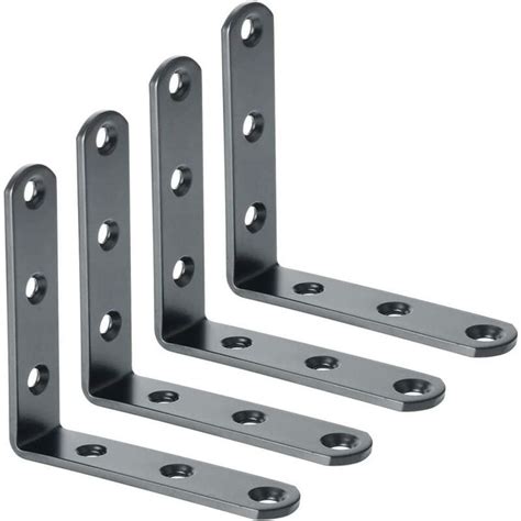 Four Metal Brackets Are Shown On A White Background And One Is In The