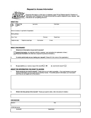 Fillable Online Gov Pe Request To Access Information Form Government