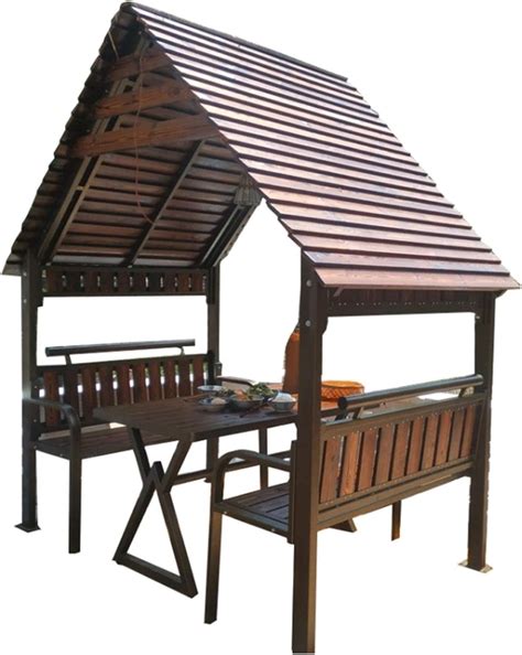 Amazon.com : Outdoor Pavilion Gazebos for Patios with Desk, Wooden ...