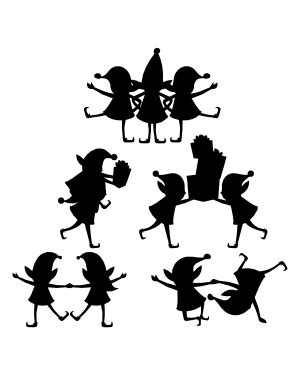 Whimsical Christmas Elf Silhouette Clip Art